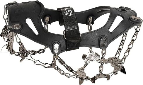 Trail Spikes Crampons Ice Grips for Hiking - Winter Shoes/Boots with 14 Stainless Steel Spikes, Anti-Slip Traction Cleats for Snow Ice Walking Climbing Mountaineering (Black, L) in Saudi Arabia