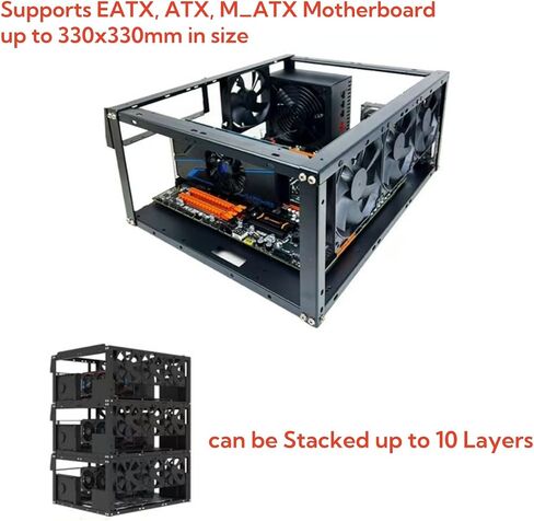 DIY Gaming Computer Case, ATX Open Chassis Case Rack Open Air Pc Case for ATX/M-ATX/ITX Motherboards up to 305x245mm in Kuwait