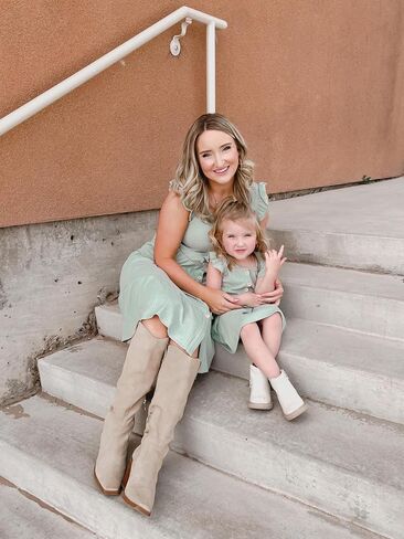 IFFEI Matching Family Dresses Cotton Ruffle Decor Mommy and Me Matching Dress in Kuwait