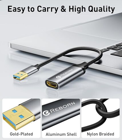 Reborn USB-C إلى HDMI 2.1 محول 8K@60Hz ، النوع C إلى HDMI Converter 4K@144Hz [Thunderbolt 3/4 متوافق]-يدعم 48 جيجابت في الثانية ، محول HDMI لـ MacBook Pro/Air ، iPad ، أجهزة الكمبيوتر المحمولة USB-C الأخرى. in Kuwait