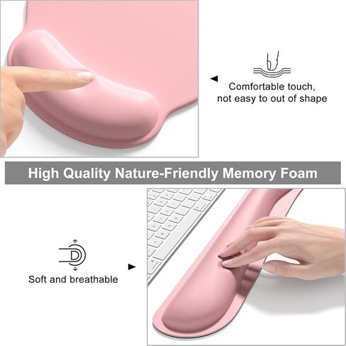 Dapesuom Large Gaming Mouse Pad, Pink Mouse Pads with Wrist Rest Wrist Support, 4in1 Big XXL Desk Mat Desk Pad + Ergonomic Mousepad + Memory Foam Keyboard Mat Wrist Rest + Coaster Set for Computer in Kuwait