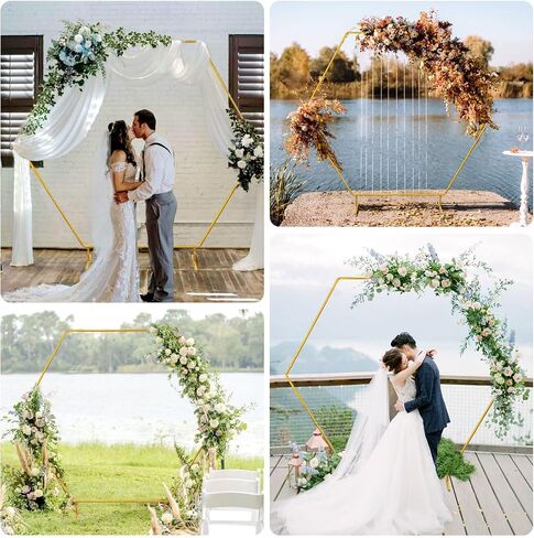 Chamvis Round Backdrop Stand, 6.9ft (2.1m) Gold Circle Round Wedding Arch Stand Plant Support Stand Garden Arbors: for Wedding Birthday Photo Background in Saudi Arabia