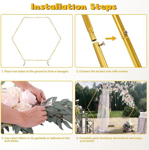 Chamvis Round Backdrop Stand, 6.9ft (2.1m) Gold Circle Round Wedding Arch Stand Plant Support Stand Garden Arbors: for Wedding Birthday Photo Background in Saudi Arabia