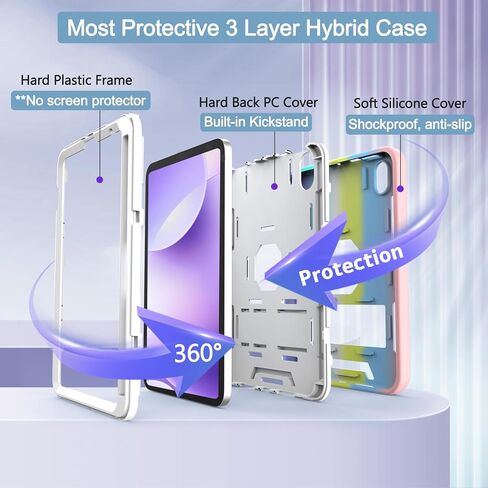 CCMAO IPAD MINI 5 CASE 2019 ، IPAD MINI 4 CASE 2015 ، غطاء حماية هجينة مقاوم للصدمات الثقيلة لجيل iPad Mini 5/4th 7.9 بوصة ، للأطفال للأطفال ، الأرجواني+الأخضر in Kuwait