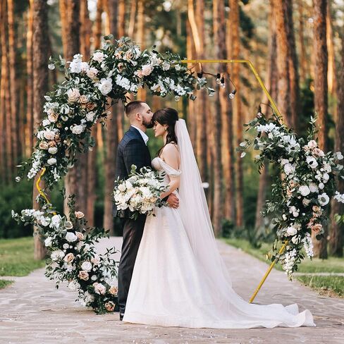 Chamvis Round Backdrop Stand, 6.9ft (2.1m) Gold Circle Round Wedding Arch Stand Plant Support Stand Garden Arbors: for Wedding Birthday Photo Background in Saudi Arabia