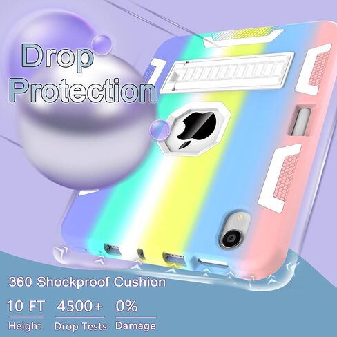 CCMAO IPAD MINI 5 CASE 2019 ، IPAD MINI 4 CASE 2015 ، غطاء حماية هجينة مقاوم للصدمات الثقيلة لجيل iPad Mini 5/4th 7.9 بوصة ، للأطفال للأطفال ، الأرجواني+الأخضر in Kuwait