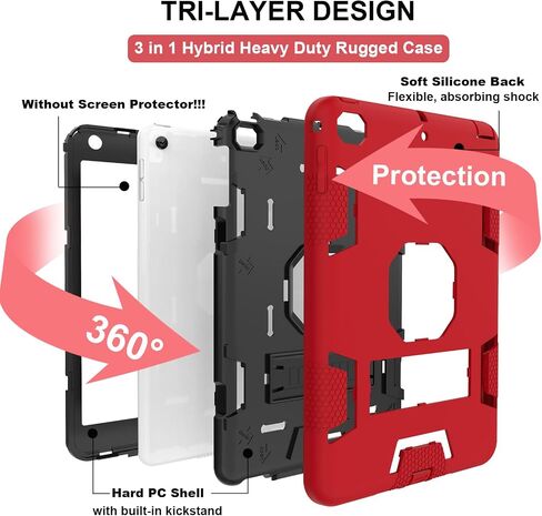 CCMAO IPAD MINI 5 CASE 2019 ، IPAD MINI 4 CASE 2015 ، غطاء حماية هجينة مقاوم للصدمات الثقيلة لجيل iPad Mini 5/4th 7.9 بوصة ، للأطفال للأطفال ، الأرجواني+الأخضر in Kuwait