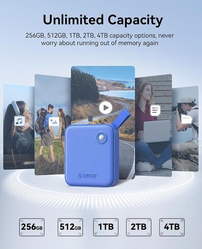 Orico Portable SSD 4 TB مع 2 في 1 كابل USB C ، محركات أقراص صلبة خارجية ، تصل إلى 460 ميجابايت/ثانية ، مؤشر الحالة ، تخزين موثوق بهاتف USB -C الذكي ، الكمبيوتر الشخصي - B5Plus (أخضر) in Kuwait