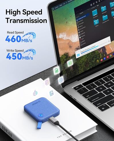 Orico Portable SSD 4 TB مع 2 في 1 كابل USB C ، محركات أقراص صلبة خارجية ، تصل إلى 460 ميجابايت/ثانية ، مؤشر الحالة ، تخزين موثوق بهاتف USB -C الذكي ، الكمبيوتر الشخصي - B5Plus (أخضر) in Kuwait