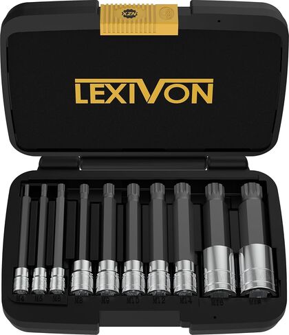 مجموعة مقابس لقم HEX من LEXIVON، سبائك فولاذية ممتازة S2 | مجموعة مكونة من 13 قطعة مقاس SAE 5/64 بوصة - 9/16 بوصة | حقيبة تخزين محسنة (LX-142) in Kuwait