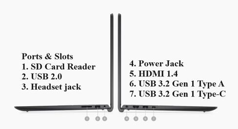 Dell 2023 Inspiron 15 Business Labtop ، 15.6 "1920x1080 FHD ، 12th Gen Intel I5-1235U 4.4 GHz ، 16G RAM ، 512G SSD ، Win 11 Pro ، Webcam ، Bluetooth ، Carbon Black in Kuwait