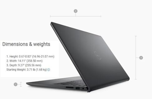 Dell 2023 Inspiron 15 Business Labtop ، 15.6 "1920x1080 FHD ، 12th Gen Intel I5-1235U 4.4 GHz ، 16G RAM ، 512G SSD ، Win 11 Pro ، Webcam ، Bluetooth ، Carbon Black in Kuwait