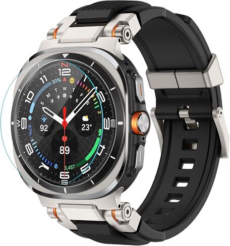 Amband متوافق مع Samsung Galaxy Watch العصابات الفائقة للرجال ، حزام موصل معدني وعرة لـ Galaxy Watch 7 Ultra 47mm ، الملحقات الرياضية مع واقي شاشة زجاجي 9H - أسود/أسود in Kuwait