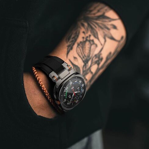 Amband متوافق مع Samsung Galaxy Watch العصابات الفائقة للرجال ، حزام موصل معدني وعرة لـ Galaxy Watch 7 Ultra 47mm ، الملحقات الرياضية مع واقي شاشة زجاجي 9H - أسود/أسود in Kuwait