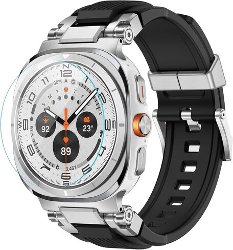 Amband متوافق مع Samsung Galaxy Watch العصابات الفائقة للرجال ، حزام موصل معدني وعرة لـ Galaxy Watch 7 Ultra 47mm ، الملحقات الرياضية مع واقي شاشة زجاجي 9H - أسود/أسود in Kuwait