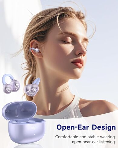 aigo CA05 Open Ear Earbuds Clip on Wireless Bluetooth 5.4 Headphones with Mic for iPhone,Android,Laptop,Enc Noise Reduction,50H Play,Waterproof Comfortable Wireless Earbuds Fit Sports Workout,Black in Kuwait