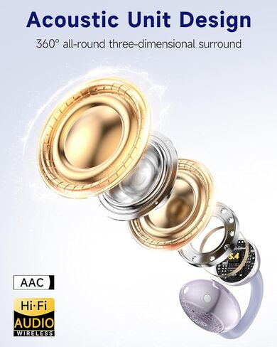 aigo CA05 Open Ear Earbuds Clip on Wireless Bluetooth 5.4 Headphones with Mic for iPhone,Android,Laptop,Enc Noise Reduction,50H Play,Waterproof Comfortable Wireless Earbuds Fit Sports Workout,Black in Kuwait