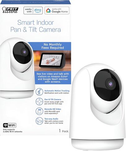 Feit Electric Smart Security Camera Bulb, 2K QHD Resolution, 2-Way Audio, Human Tracking, 350° Pan, Night Vision, Motion Alerts, E26 Base, Alexa/Google Assistant Compatible, CAM/PAN/WIFI/E26/2K in Kuwait