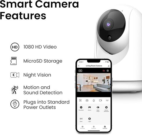 Feit Electric Smart Security Camera Bulb, 2K QHD Resolution, 2-Way Audio, Human Tracking, 350° Pan, Night Vision, Motion Alerts, E26 Base, Alexa/Google Assistant Compatible, CAM/PAN/WIFI/E26/2K in Kuwait