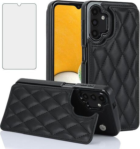 Asuwish Phone Case for Samsung Galaxy A13 4G/5G Wallet Cover with Tempered Glass Screen Protector and Leather RFID Card Holder Stand Cell Accessories A04s M13 G5 A 13 LTE 13A 2022 Women Men Rose Gold in Kuwait