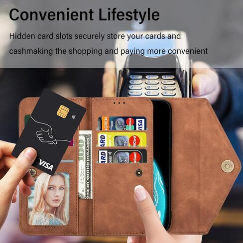 CCSamll Crossbody Wallet Case for Samsung Galaxy S24 FE (Not S24) for Women, Zipper Pocket Purse Handbag Neck Strap Lanyard Cover with 9 Card Slot Holder Case for Samsung S24 FE XK Wine in Kuwait