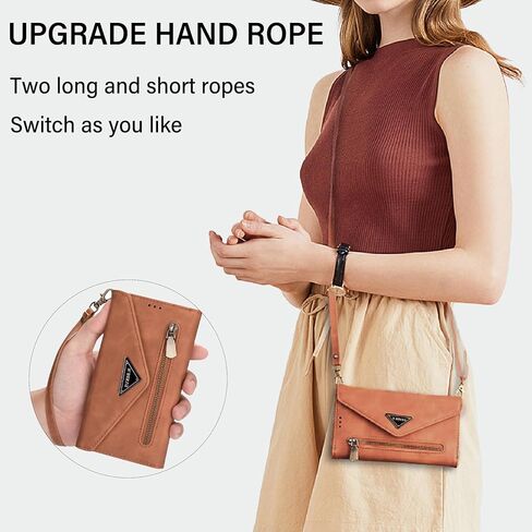 CCSamll Crossbody Wallet Case for Samsung Galaxy S24 FE (Not S24) for Women, Zipper Pocket Purse Handbag Neck Strap Lanyard Cover with 9 Card Slot Holder Case for Samsung S24 FE XK Wine in Kuwait