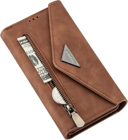 CCSamll Crossbody Wallet Case for Samsung Galaxy S24 FE (Not S24) for Women, Zipper Pocket Purse Handbag Neck Strap Lanyard Cover with 9 Card Slot Holder Case for Samsung S24 FE XK Wine in Kuwait