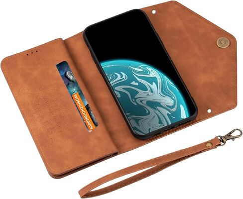 CCSamll Crossbody Wallet Case for Samsung Galaxy S24 FE (Not S24) for Women, Zipper Pocket Purse Handbag Neck Strap Lanyard Cover with 9 Card Slot Holder Case for Samsung S24 FE XK Wine in Kuwait