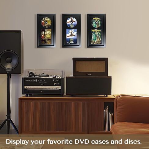 DVD Display Frame for Cases and Discs with EVA Foam Lining and Black Flocked Fabric, Blu-Ray Movie Display Frame for Wall/Tabletop Display, 7.9" x 15.1"(Blu-Ray Case) in Kuwait
