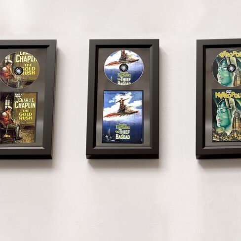 DVD Display Frame for Cases and Discs with EVA Foam Lining and Black Flocked Fabric, Blu-Ray Movie Display Frame for Wall/Tabletop Display, 7.9" x 15.1"(Blu-Ray Case) in Kuwait