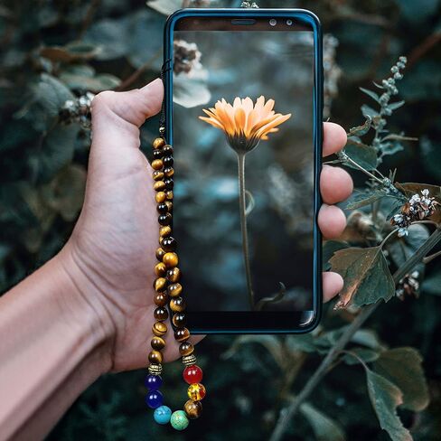 Phone Charm Lanyard Wrist Strap Tree of Love Relax Anxiety Lava Rock Natural Healing Gem Stone Chakra Beaded Keychain for Women Men in Kuwait