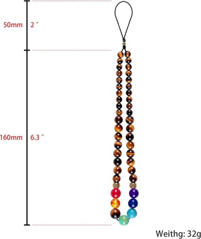 Phone Charm Lanyard Wrist Strap Tree of Love Relax Anxiety Lava Rock Natural Healing Gem Stone Chakra Beaded Keychain for Women Men in Kuwait
