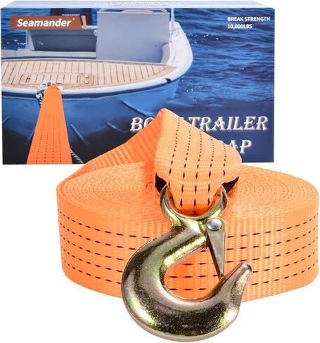حزام ونش قارب Seamander مع خطاف، 2 بوصة × 20 قدم 6000 رطل أقصى قوة كسر قارب مقطورة ونش لقوارب الصيد ومركبات القطر والتزلج النفاث in Kuwait