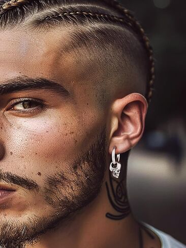 Bandmax Skull Earrings for Men Women Stainless Steel Skeleton Skull Head Hoop Earrings Stud Earrings Punk Gothic Earrings Halloween Jewelry in Kuwait