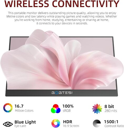 شاشة محمولة 16 بوصة ، 2.5 كيلو با 120 هرتز 2560 × 1600 شاشة محمولة محمولة QHD IPS Ultra Bright Eye Care مع شاشة غير لامعة للكمبيوتر الشخصي ، والهاتف ، والتبديل ، و PS ، و Xbox مع USB-C & HDMI in Kuwait