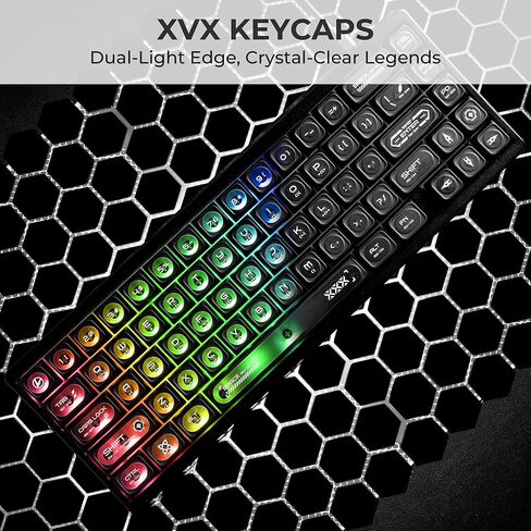 مفاتيح مفاتيح شفافة ، XVX New Max Profile Shine من خلال keycaps75 في المئة ، Cat Eye Custom Keycaps ، PC Jelly Keycaps للوحات المفاتيح الميكانيكية (136Keys ، فقط Keycaps)-Purple & White in Kuwait