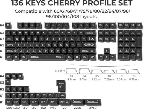 مفاتيح مفاتيح شفافة ، XVX New Max Profile Shine من خلال keycaps75 في المئة ، Cat Eye Custom Keycaps ، PC Jelly Keycaps للوحات المفاتيح الميكانيكية (136Keys ، فقط Keycaps)-Purple & White in Kuwait