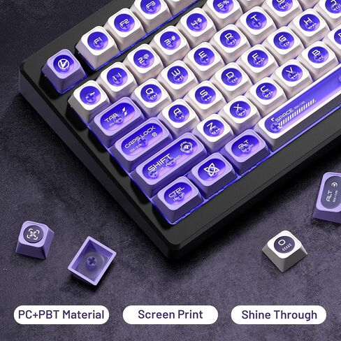 OHY XVX Black Shine Through Keycaps for Mechanical Keyboards - 136 Keys Black Translucent Cat Eye Design,Cherry MAX Profile, PC+PBT Frosted RGB Keycaps in Saudi Arabia