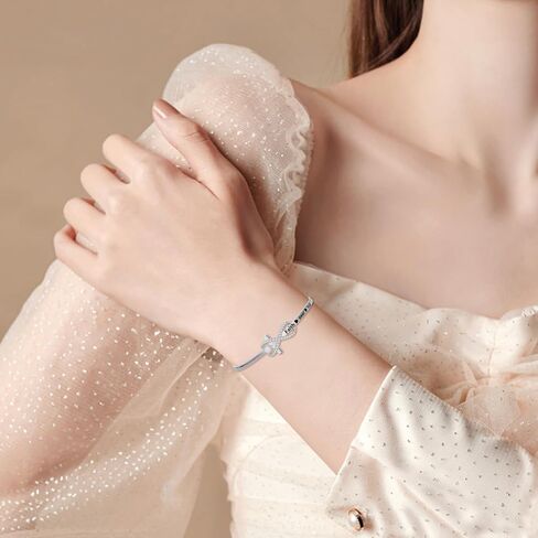 AOBOCO Sterling Silver Faith Cross Bangle Sideways Cross Bangle Bracelet Christian Jewelry for Women Sister Girlfriend Inspiration Gift in Saudi Arabia
