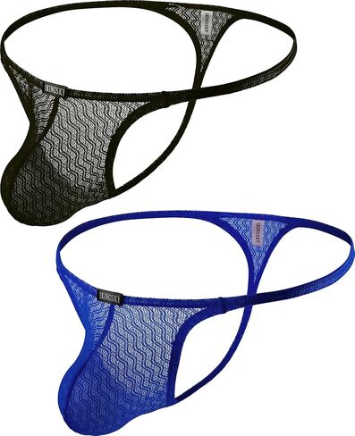 IKINGSKY Men's Lace See Through G-String Underwear Soft Breathable Thong Sexy Low Rise Pouch Y-back Under Panties in Kuwait