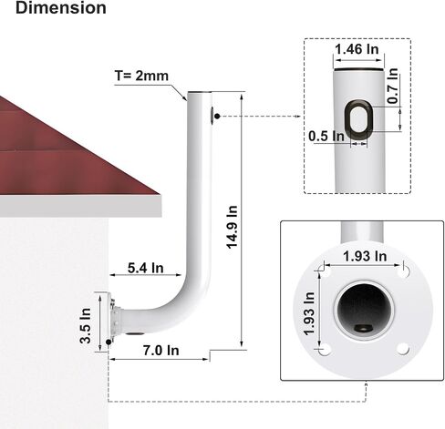 Pole Mount, Antennas Mount,Easy Installation Pole for Outside Home Antenna Installation. Hide and Protect Cable of Equipment. (White, 11.8 in) in Kuwait