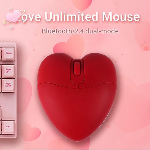 Elec Space Wireless Bluetooth Mouse ، فأر صامت وأنيق على شكل قلب من أجل الكمبيوتر المحمول ، جهاز الكمبيوتر - 10 أمتار (وردي) in Kuwait