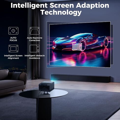 جهاز عرض صغير مع WiFi و Bluetooth ، جهاز عرض ذكي مع تطبيقات مدمجة ، جهاز عرض محمول مع 1080p 600 ANSI Auto Keystone ، Proyectors 4K Bluetooth WiFi مع 180 درجة قابلة للدوار in Kuwait