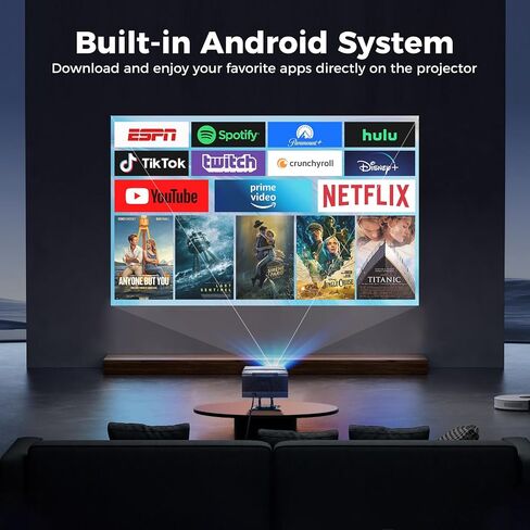 جهاز عرض صغير مع WiFi و Bluetooth ، جهاز عرض ذكي مع تطبيقات مدمجة ، جهاز عرض محمول مع 1080p 600 ANSI Auto Keystone ، Proyectors 4K Bluetooth WiFi مع 180 درجة قابلة للدوار in Kuwait