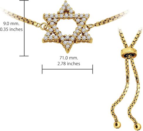Hoops & Loops Sterling Silver Cubic Zirconia Star of David Adjustable Bracelet in Kuwait