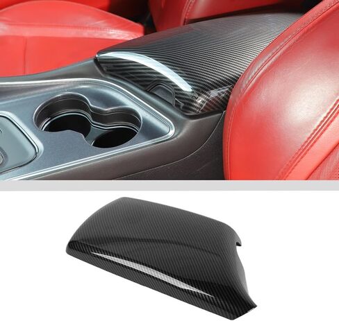 JWWY for Challenger Armrest Cover Case Pad Center Console Cover Decoration Trim for 2015-2024+ Dodge Challenger Interior Accessories, ABS Carbon Fiber in Saudi Arabia