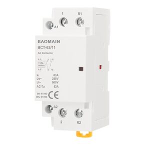 Baomain AC Contactor 63A 2 Pole 1NC 1NO التحكم في الدائرة العالمية 35 مم DIN Rail Mount CE المدرجة BCT-63/11 (AC 110V)
