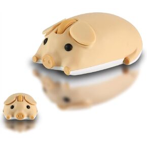 Elec Space Cute Pig Design Wireless Mouse Dual Mode Bluetooth & USB Mouse ، عملية صامتة ، مريحة ، مثالية لأجهزة الكمبيوتر المحمولة وأجهزة الكمبيوتر ، هدية مثالية لعشاق الحيوانات والأطفال (الوردي)
