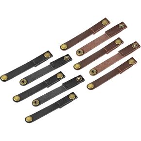 MECCANIXITY ربطات كابل جلدية لأشرطة الكابلات، منظم السلك، إدارة الكابلات المحمولة لكابلات USB، أسلاك سماعة الرأس، بني/بني فاتح، حزمة من 20 in Kuwait