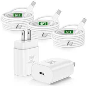 30W iPhone 16 15 Charger Super Fast Charging 10ft و iPhone 16 15 Pro Max USB Clock Charger Block & 10ft extra USB C Cable for iPhone 16/16 Pro Max/15/15 Pro Max/15 Plus و Samsung Galaxy S24 Ultra